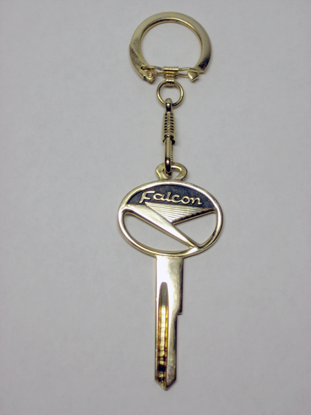 NOS In Package Vintage Mr Key Ford Falcon Gold Crest Key Blank w/ Key Ring 1966 